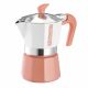 Cafetera MyMoka aluminio pulido 6 tazas color damasco