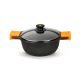 Cacerola alta con tapa de cristal y asas de silicona extraíbles Efficient, 24 cm apta para inducción y horno
