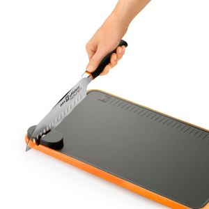 Tabla de cortar/picar con afilador 40x25 cm acero inoxidable