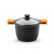 Olla alta con tapa de cristal y asas de silicona, negro 24 cms Efficient